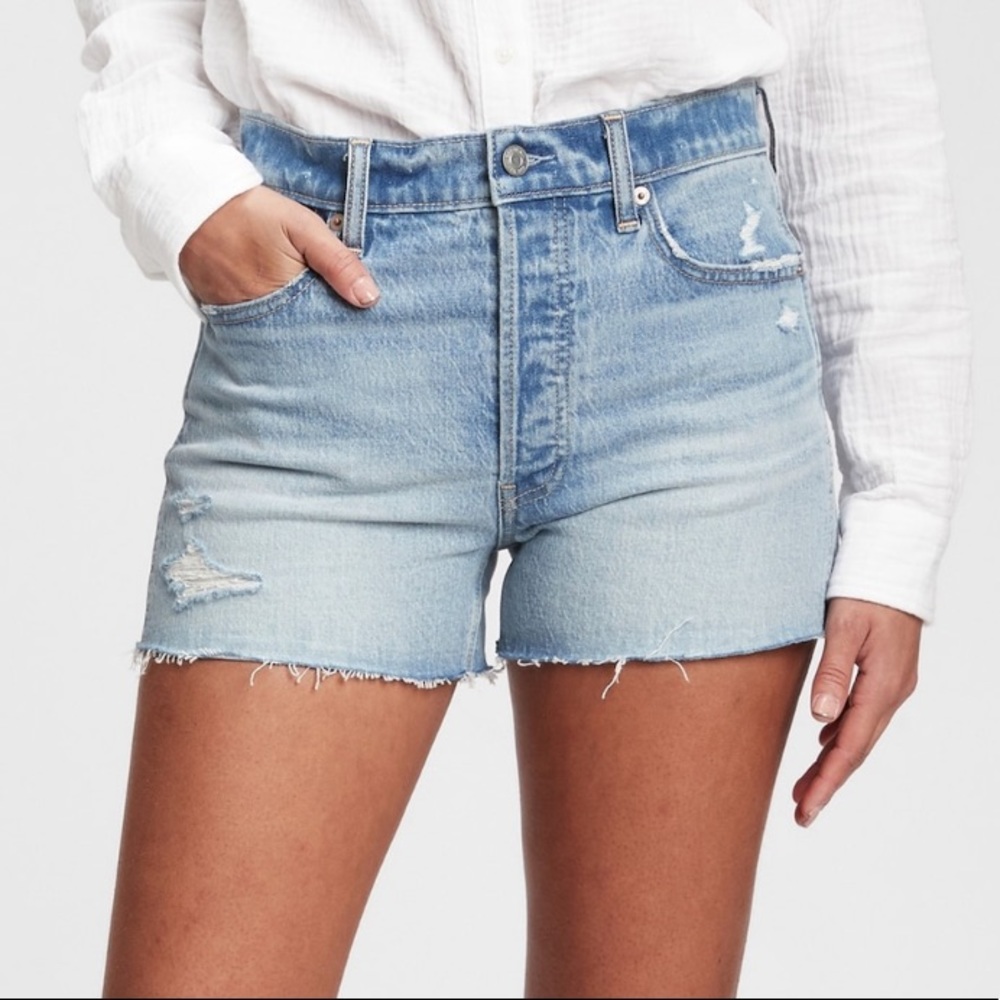 GAP Denim Slim Shorts Distressed 3'' High Rise